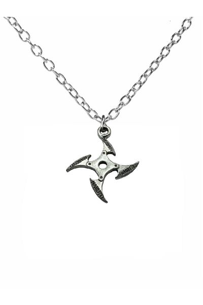 Herşey Nota Unisex Necklace with Ninja Star (Shuriken) Figure – 60 cm Anime Jewelry with Metal Chain