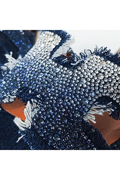 OEM Papuci pentru dama cu aplicatii strasuri decorative, din material textil-denim, X24-1166