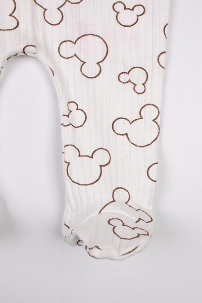 Mini Ropa Newborn Booties Jumpsuit Mouse Printed Snap Fastener Baby Romper