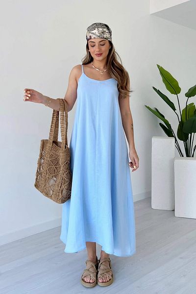 Sorridi Muslin Fabric Lined Maxi Dress with Adjustable Straps