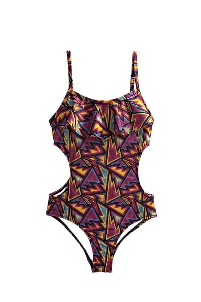 TooHot Girl's Geometric Ruffle Side Cut Detailed Swimsuit