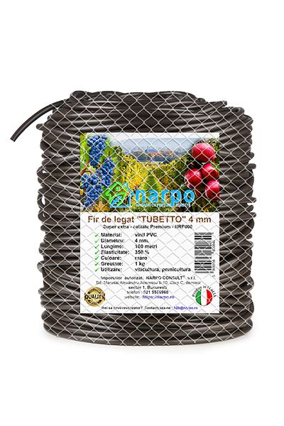 Narpo PVC plastic binding thread, TUBETTO, 4 mm, 160 meters, 1 kg, brown, very elastic, NRP006