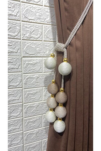 Helezoni Curtain Accessory Curtain Collection Arm with 8 Balls Beaded Luxury Accessory 1 Piece Corner Installation