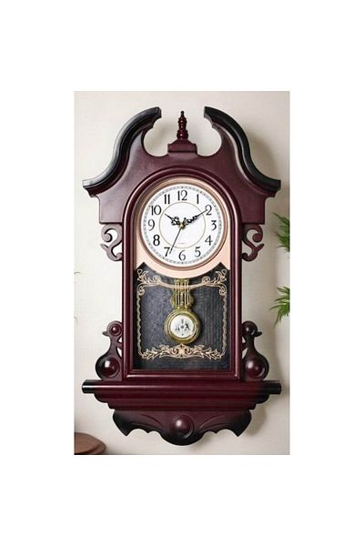 BLA BLA FOAM Wall Clock Bla Bla Foam Vintage with Pendulum, Mahogany, 60x35 cm