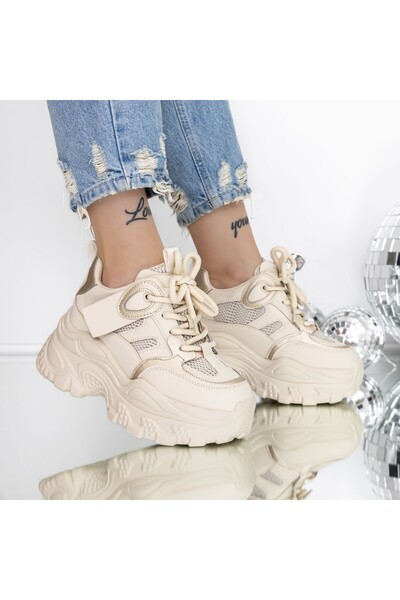 mei Pantofi Sport dama cu Platforma 3SJN58 Bej