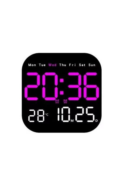 BLA BLA FOAM Digital Wall/Table Clock with Remote, Thermometer, Calendar, Dual Alarm, Cable Powered, Adjustable B