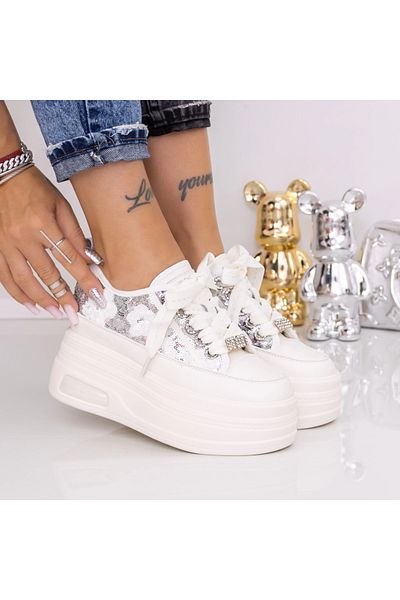 mei Pantofi Sport Dama cu Platforma 2066-1 Argintiu