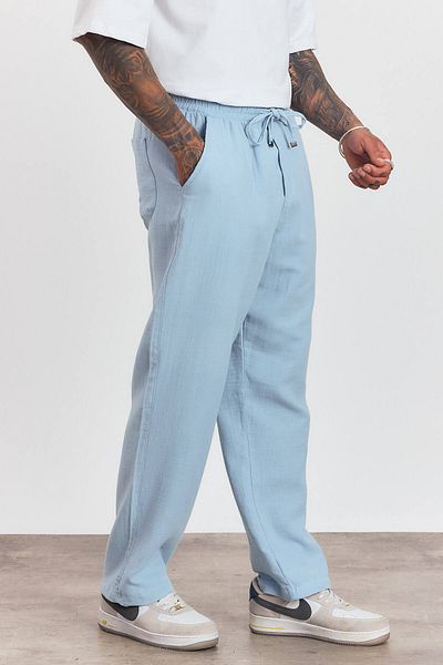 Weyeze Elastic Waist Lace-Up Loose Cut Trousers Ag-Y23113Lns