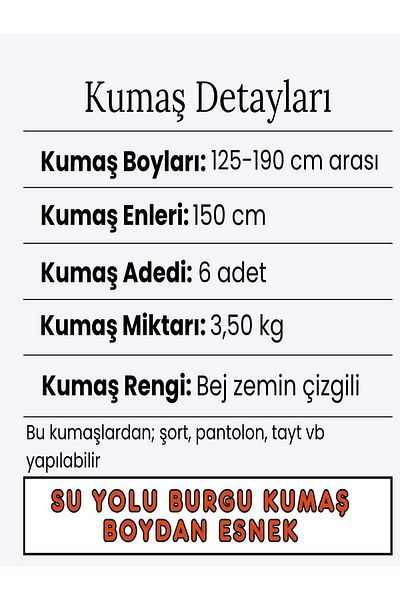 Yiğit Kumaş Waterway Auger Fabric Set Flexible, 6 Pieces between 125-190 cm