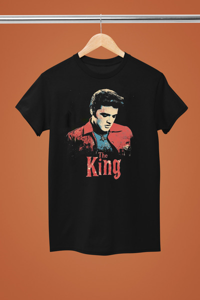 MAGORS تيشيرت روك من القطن بأكمام قصيرة ومطبوع من ELVIS PRESLEY