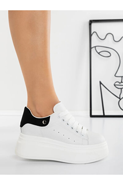 Pantoful Γυναικεία Αθλητικά Παπούτσια με Πλατφόρμα 5SJN2 Μαύρο-Λευκό