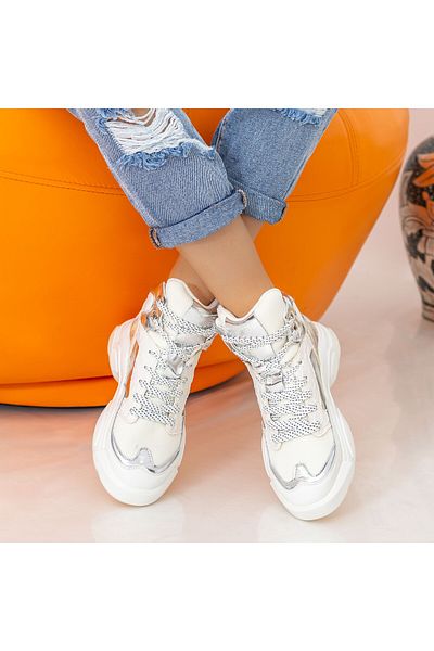 mei Women's Platform Sneakers SZ251 White