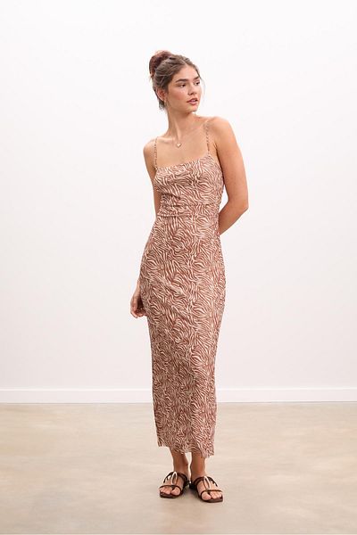 Stradivarius Printed tulle midi dress