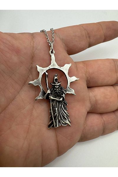 Herşey Nota Wizard Unisex Necklace with Wizard Figure – Fantastic Jewelry with 60 cm Metal Chain