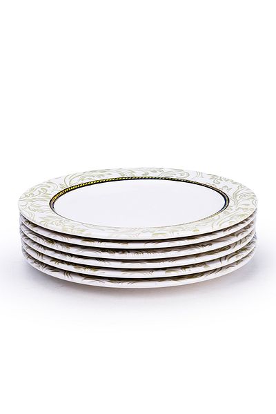 Edessa Ceramic Elana 27Cm Round Dinner Plate, White (Set of 6)