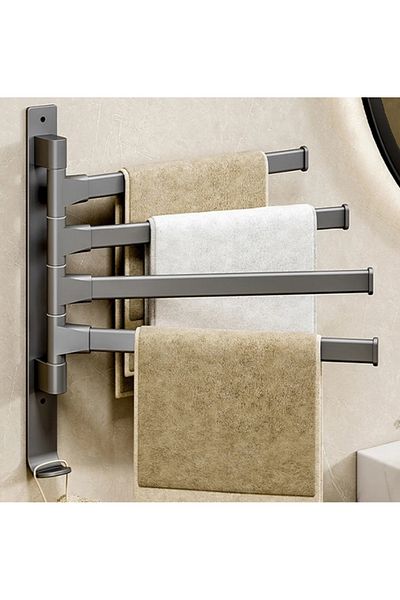 Aptel Towel rack, 4 arms, aluminum, gray, 31.5×30 cm