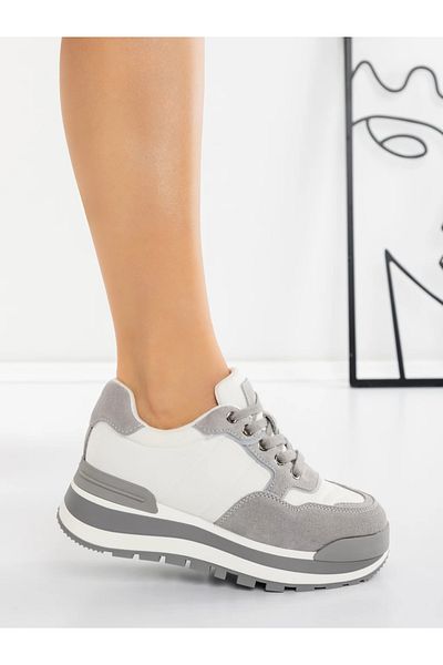 Pantoful Women's Sports Shoes Made of Genuine Leather 5WZ13 Grey