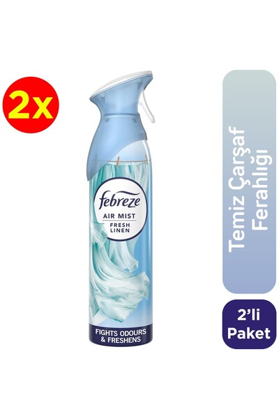 Febreze Hava Ferahlatıcı Sprey Oda Kokusu Temiz Çarşaf 185 ml 2 Adet