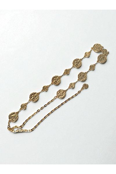Kemerix Women's Original Oval Plate Tarnish-Free Gold Chain Belt