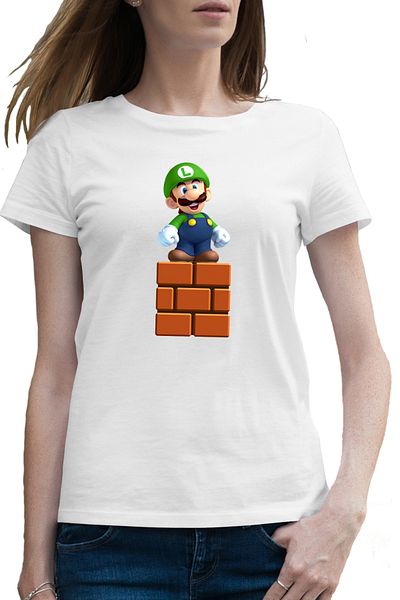 OEM Tricou femei Super Mario Bros Luigi Minecraft Block