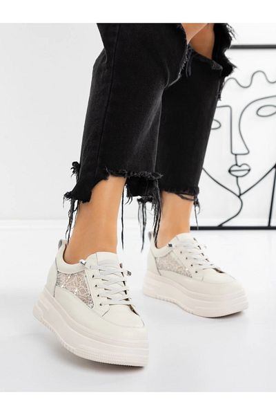 mei Women's Platform Sneakers 5WZ8 White