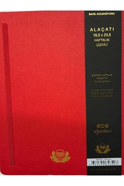 Ece Алачатъ Червен седмичен дневен ред на райета 18.5x23.5 2025