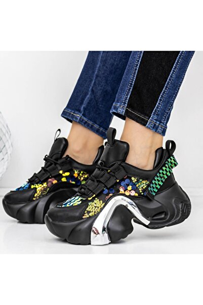 mei Pantofi Sport Dama cu Platforma 3WL72 Negru