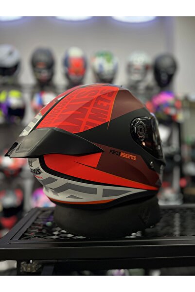 AXXIS Fenix Kırmızı Kapalı Kask Siyah Vizörlü (+1 Şeffaf Vizör)