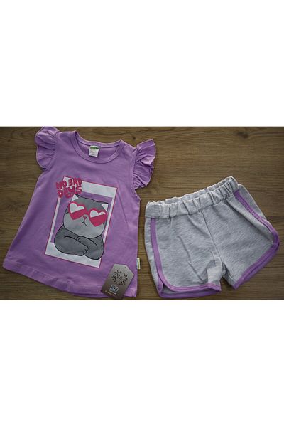 Vita Bella Luxe Children's Front Cat Pattern Shorts Set