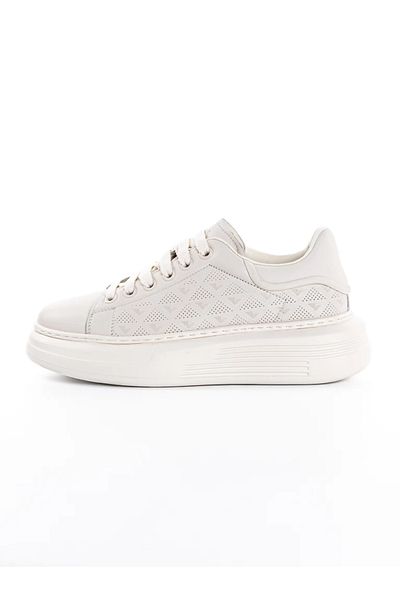 advancer Men's Sports Shoes Made of Genuine Leather 88128 White