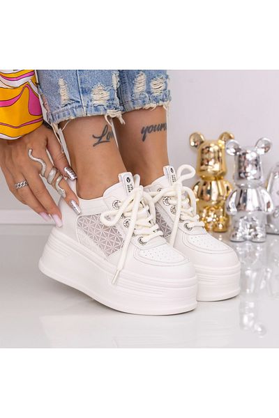 mei Women's Platform Sneakers 717-20 White
