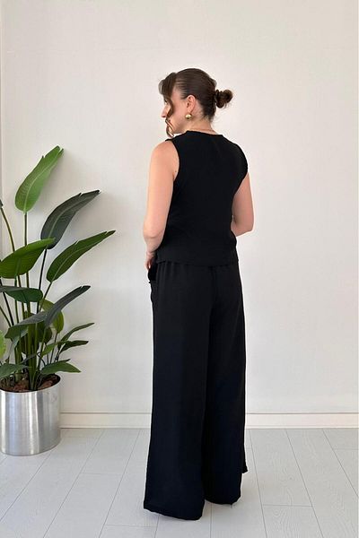 MaziButik Wrap Tie Double Suit Black