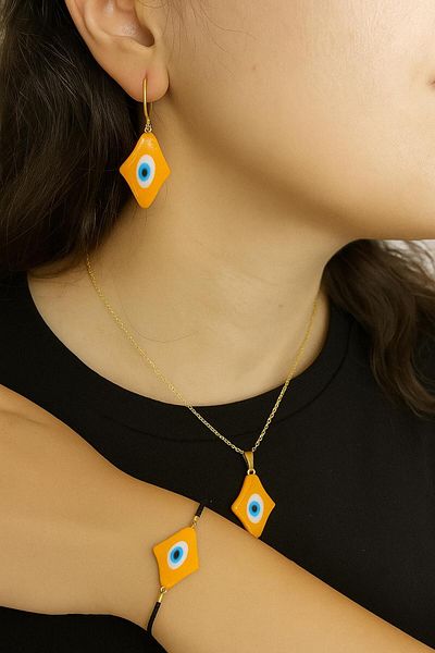 nazarboncuğu Handmade Murano Glass Necklace Earrings Bracelet Set