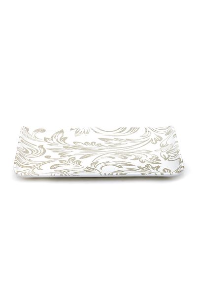 Edessa Elana Ceramic Rectangle Serving Plate (White, 12.5 x 24cm)