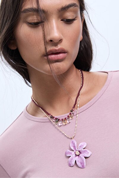 Stradivarius 2'li çiçek kolye seti