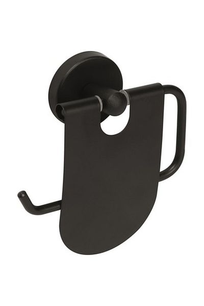 flores Suport din metal pentru hartie igienica, prindere cu adeziv, 203DY, negru mat, 120 mm