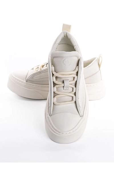 advancer Men's Sports Shoes Made of Genuine Leather 9218 White