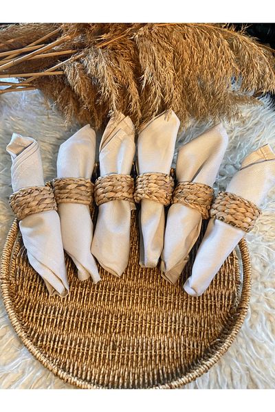 Paganca 6-Piece Natural Straw Napkin Ring / Ring
