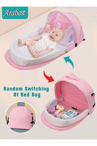 Lumely 2 In 1 Baby Travel Bed,with Folding Tent,With Toys and Mosquito Net,for Newborn Outdoor