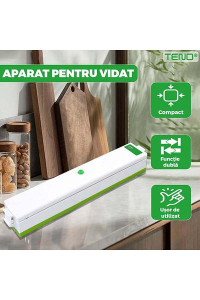 trendyhome Food and Object Vacuum Sealer, Wet/Dry/Soft Vacuum, 90W, 220V, Portable, White/Green, TENO1311