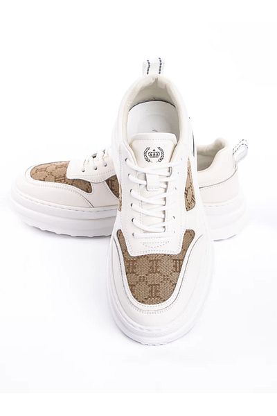 advancer Men's Sports Shoes Made of Genuine Leather 68011 White