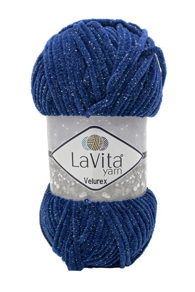 LaVita Yarn Velurex Simli El Örgü Ipi %90 Polyester %10 Lurex 100gr (5042 MARİN)