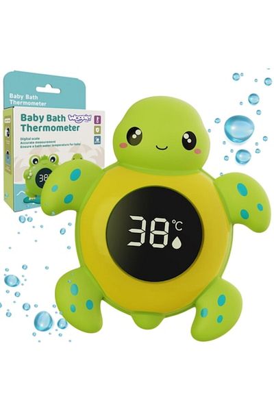 woopie Termometru de baie 2 în 1 Woopie, design cu broască țestoasă, LCD, temperatură apă și temperatură cameră
