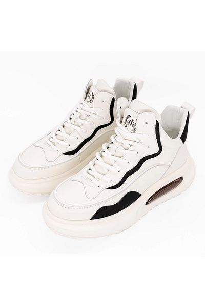 advancer Men's Sports Shoes Made of Genuine Leather 83107 White