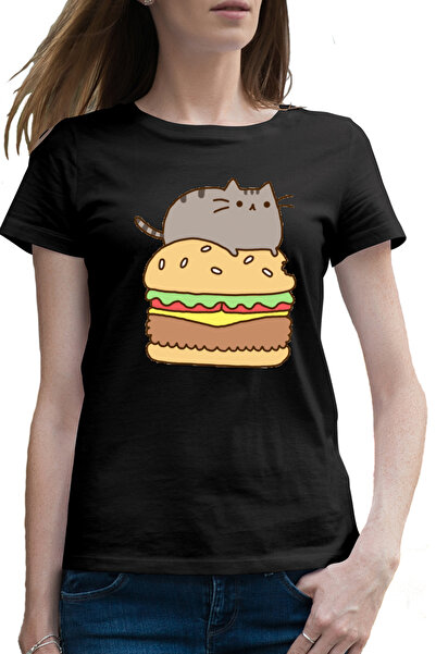 OEM Tricou femei Pusheen Cat Hamburger Pisica Miorlaila Miau
