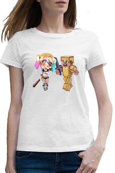 OEM Tricou femei Joker Harley Quinn Minecraft Gold Skin