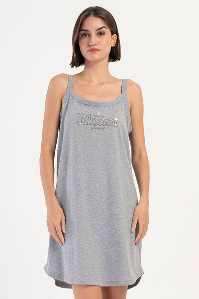 VİENETTA Cotton Women's Plus Size Rope Strap Nightgown, 407054