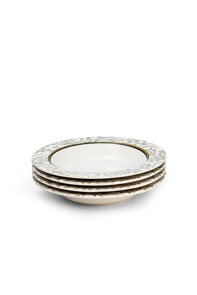 Edessa Ceramic Elana 22Cm Round Soup Plate, White (Set of 4)