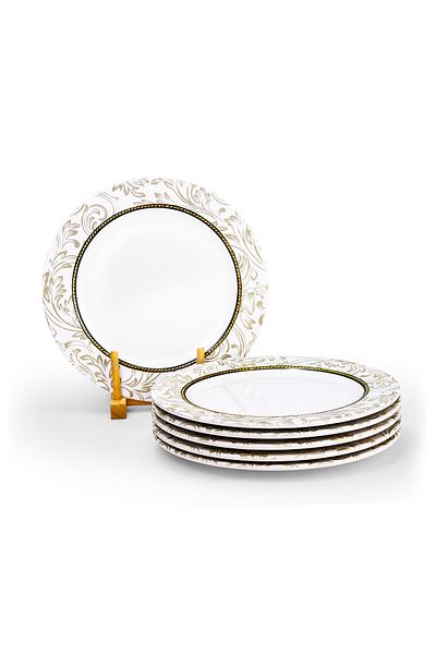 Edessa Ceramic Elana 27Cm Round Dinner Plate, White (Set of 6)