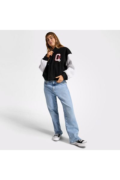 converse Класическо дамско черно яке с яка стойка